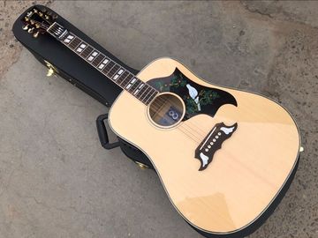 Best quality Dove style solid AAA spruce wood top flame maple back and side acoustic electric Guitar supplier