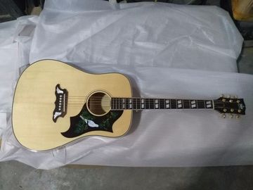 Best quality Dove style solid AAA spruce wood top flame maple back and side acoustic electric Guitar supplier