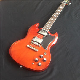 New arrival orange SG electric guitar with silvery accessories from China supplier supplier