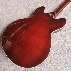 Hot sales hollow body electric guitar with wine color and silvery spare parts supplier