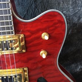 Grand Transparent red, gold tremolo. Free delivery, picture real shooting 333 jazz old electric guitar quilted maple top supplier