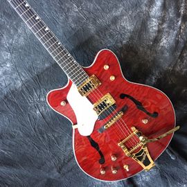 Grand Transparent red, gold tremolo. Free delivery, picture real shooting 333 jazz old electric guitar quilted maple top supplier