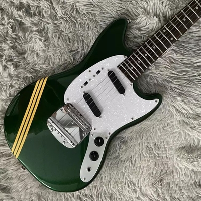 Custom Fender Mustang Style Electric Guitar Metallic Green S-S Pickups Chrome Hardware supplier