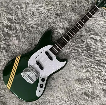Custom Fender Mustang Style Electric Guitar Metallic Green S-S Pickups Chrome Hardware supplier