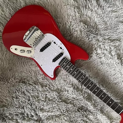 Custom Fender Mustang Style Electric Guitar in Red S-S Pickups Chrome Hardware supplier