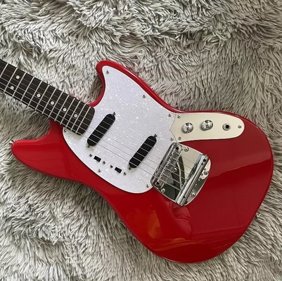 Custom Fender Mustang Style Electric Guitar in Red S-S Pickups Chrome Hardware supplier