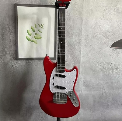 Custom Fender Mustang Style Electric Guitar in Red S-S Pickups Chrome Hardware supplier
