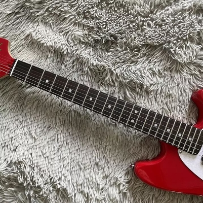 Custom Fender Mustang Style Electric Guitar in Red S-S Pickups Chrome Hardware supplier