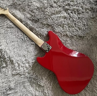 Custom Fender Mustang Style Electric Guitar in Red S-S Pickups Chrome Hardware supplier