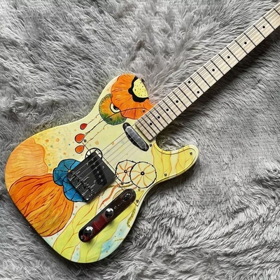 Custom Fender Style TLEE Electric Guitar Yellow Color Lotus Maple Fretboard Fixed Bridge supplier
