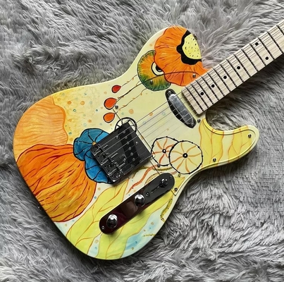 Custom Fender Style TLEE Electric Guitar Yellow Color Lotus Maple Fretboard Fixed Bridge supplier
