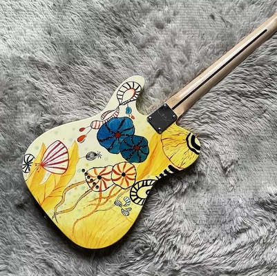 Custom Fender Style TLEE Electric Guitar Yellow Color Lotus Maple Fretboard Fixed Bridge supplier