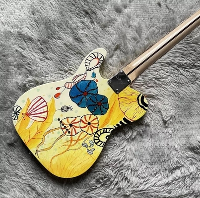 Custom Fender Style TLEE Electric Guitar Yellow Color Lotus Maple Fretboard Fixed Bridge supplier