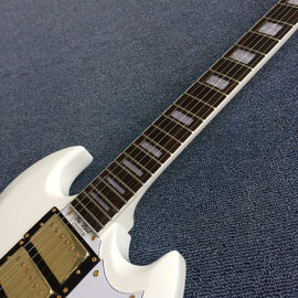 New style SG electric guitar, 3 pickups, Tremolo system,White electric guitar supplier
