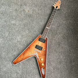 Emerald natural Flying V Electric Guitar China OEM Custom Body flying v guitar& Kits supplier