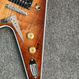 Emerald natural Flying V Electric Guitar China OEM Custom Body flying v guitar& Kits supplier