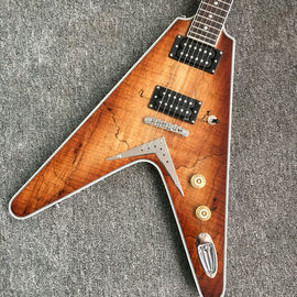 Emerald natural Flying V Electric Guitar China OEM Custom Body flying v guitar& Kits supplier