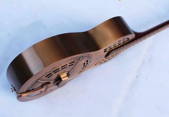 Custom Copper Finish Vintage Golden Brass Electric Parlor Resonator Guitar supplier