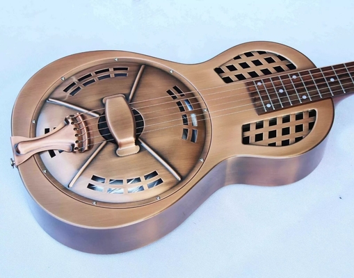 Custom Copper Finish Vintage Golden Brass Electric Parlor Resonator Guitar supplier