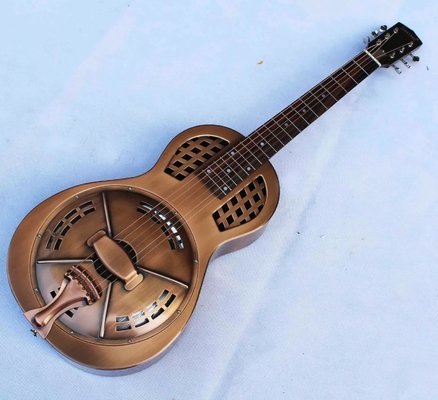 Custom Copper Finish Vintage Golden Brass Electric Parlor Resonator Guitar supplier