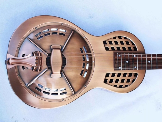Custom Copper Finish Vintage Golden Brass Electric Parlor Resonator Guitar supplier