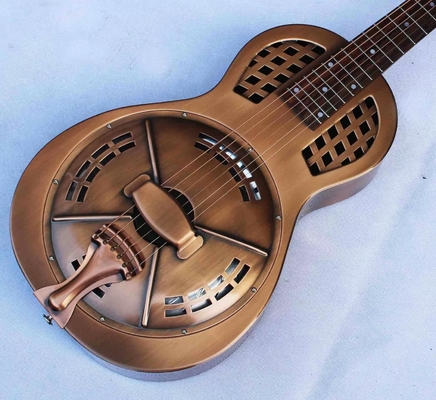 Custom Copper Finish Vintage Golden Brass Electric Parlor Resonator Guitar supplier