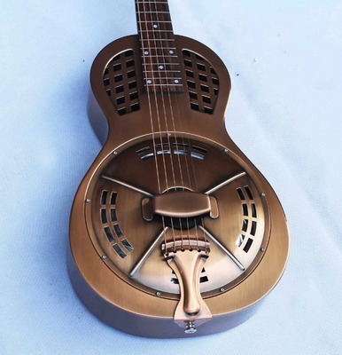 Custom Copper Finish Vintage Golden Brass Electric Parlor Resonator Guitar supplier