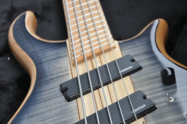 5 string custom bass guitar fanned frets electric bass guitar neck through body supplier