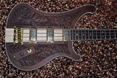 Custom bass guitar Carved flower body Neck through body 4 string electric bass guitar 4003 RIC Golden hardwares supplier