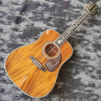 Custom 41-inch all-KOA wood ebony fingerboard, dreadnought, D45 Martin style, abalone inlaid acoustic guitar supplier