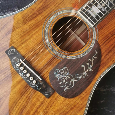 Custom 41-inch all-KOA wood ebony fingerboard, dreadnought, D45 Martin style, abalone inlaid acoustic guitar supplier