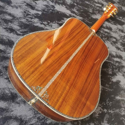 Custom 41-inch all-KOA wood ebony fingerboard, dreadnought, D45 Martin style, abalone inlaid acoustic guitar supplier