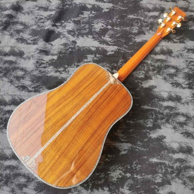 Custom 41-inch all-KOA wood ebony fingerboard, dreadnought, D45 Martin style, abalone inlaid acoustic guitar supplier