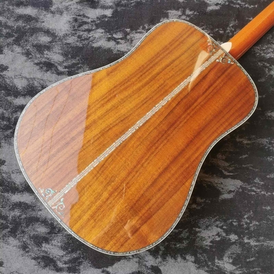 Custom 41-inch all-KOA wood ebony fingerboard, dreadnought, D45 Martin style, abalone inlaid acoustic guitar supplier