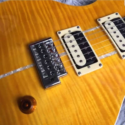 Custom Flamed Maple Top Electric Guitar with Bird Inlay and Chrome Hardware in Yellow PRS Santana Retro Orange​ supplier