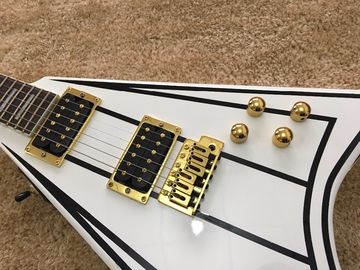 jackson custom guitar White color Golden hardwares Blocks inlay on rosewood fingerboard flying v electric guitar 6 strin supplier