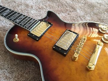 LP custom guitar tobacco sunburst quilted maple body Back contour and neck joint contour Ebony fingerboard custom guitar supplier
