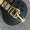 Grand LP electric guitar black with bigsby, yellow body binding, 3 pickups, gold hardwares supplier