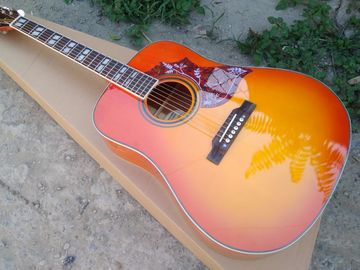 Top Quality 41 inch Orange color G Hummingbird classic acoustic guitar,Factory Custom Solid Spruce top guitar supplier