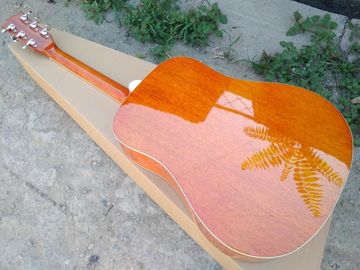 Top Quality 41 inch Orange color G Hummingbird classic acoustic guitar,Factory Custom Solid Spruce top guitar supplier