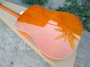 Top Quality 41 inch Orange color G Hummingbird classic acoustic guitar,Factory Custom Solid Spruce top guitar supplier