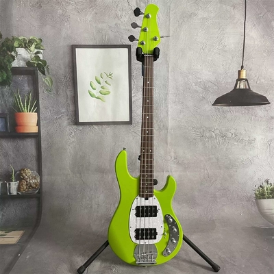 Custom 4 Strings Stingray Electric Bass Guitar in Green with White Pickguard Rosewood Fretboard supplier
