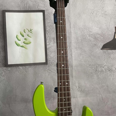 Custom 4 Strings Stingray Electric Bass Guitar in Green with White Pickguard Rosewood Fretboard supplier