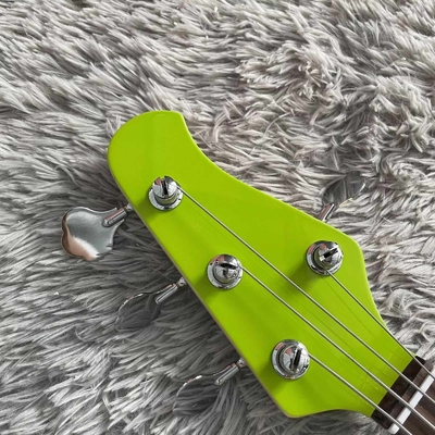 Custom 4 Strings Stingray Electric Bass Guitar in Green with White Pickguard Rosewood Fretboard supplier
