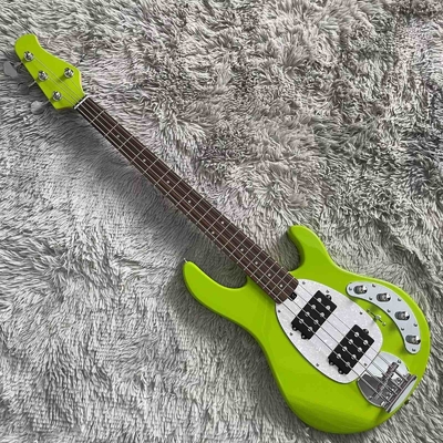 Custom 4 Strings Stingray Electric Bass Guitar in Green with White Pickguard Rosewood Fretboard supplier