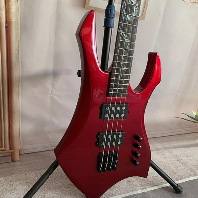 Custom Special Irregular Body Shape Transparent Red Electric Bass Guitar 4 Strings Basswood Body supplier