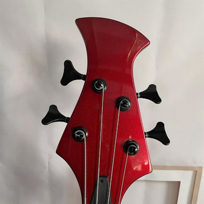 Custom Special Irregular Body Shape Transparent Red Electric Bass Guitar 4 Strings Basswood Body supplier