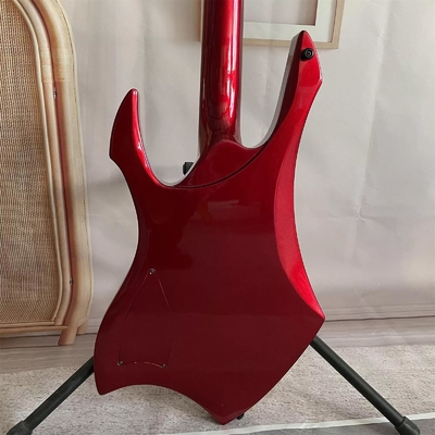 Custom Special Irregular Body Shape Transparent Red Electric Bass Guitar 4 Strings Basswood Body supplier