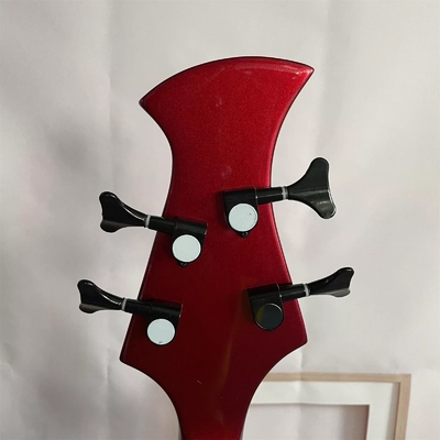 Custom Special Irregular Body Shape Transparent Red Electric Bass Guitar 4 Strings Basswood Body supplier