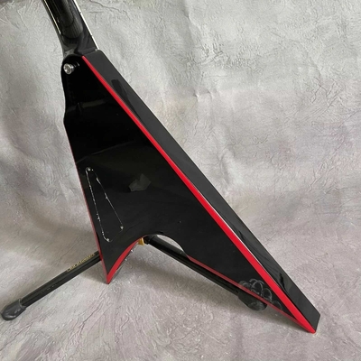 Custom 4 Strings V Shape Black Body Electric Bass Guitar Rosewood Fretboard supplier